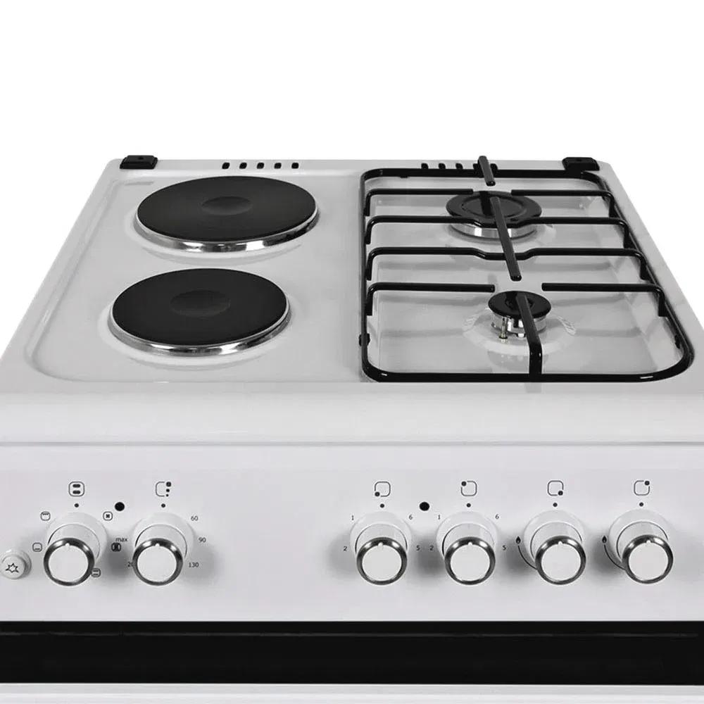 Κουζίνα Muhler ELC-600G με Εστίες Υγραερίου &amp; Ρεύματος λευκή Π60εκ. - Εικόνα 2