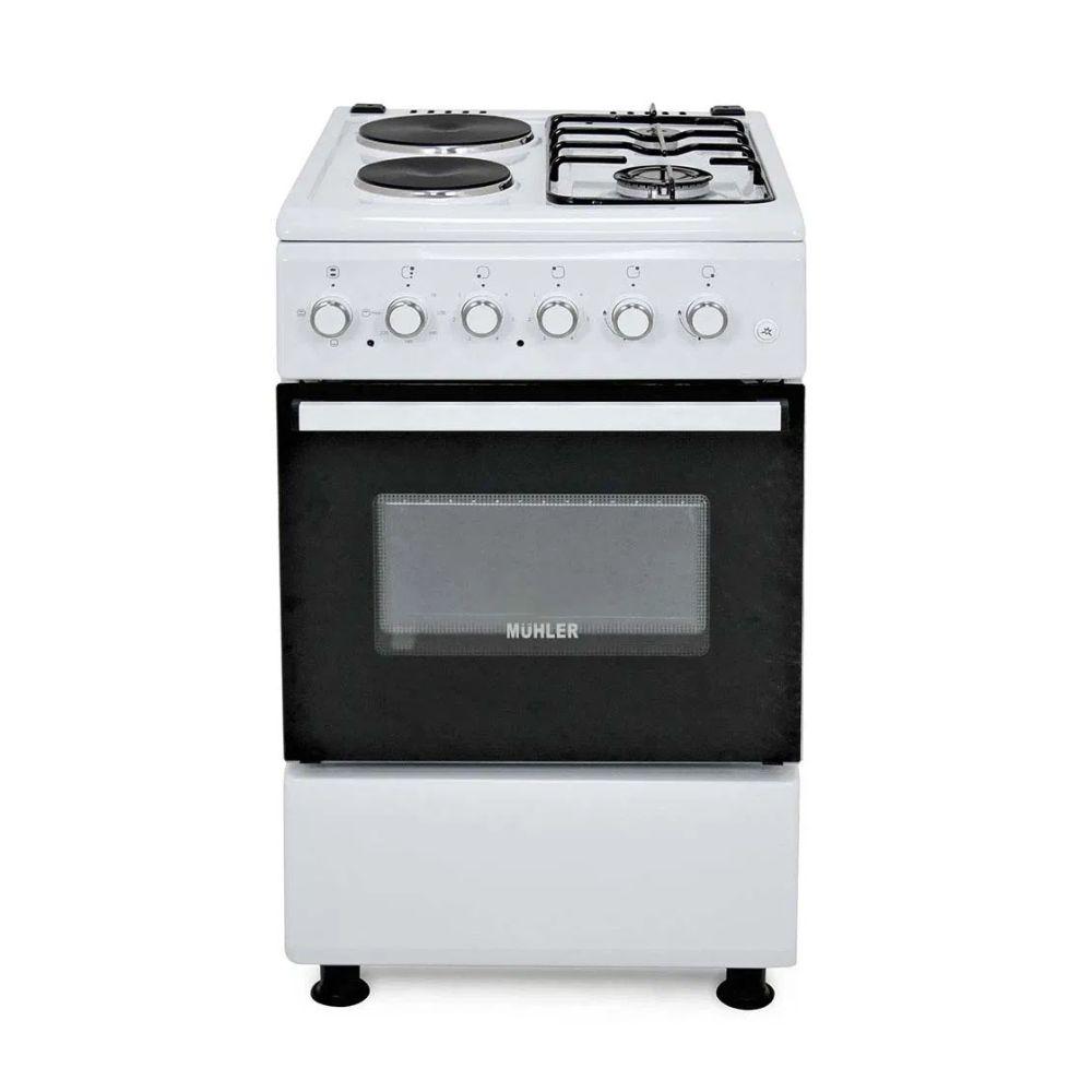 Κουζίνα Muhler ELC-500G με Εστίες Υγραερίου &amp; Ρεύματος λευκή Π50εκ. - Εικόνα 1